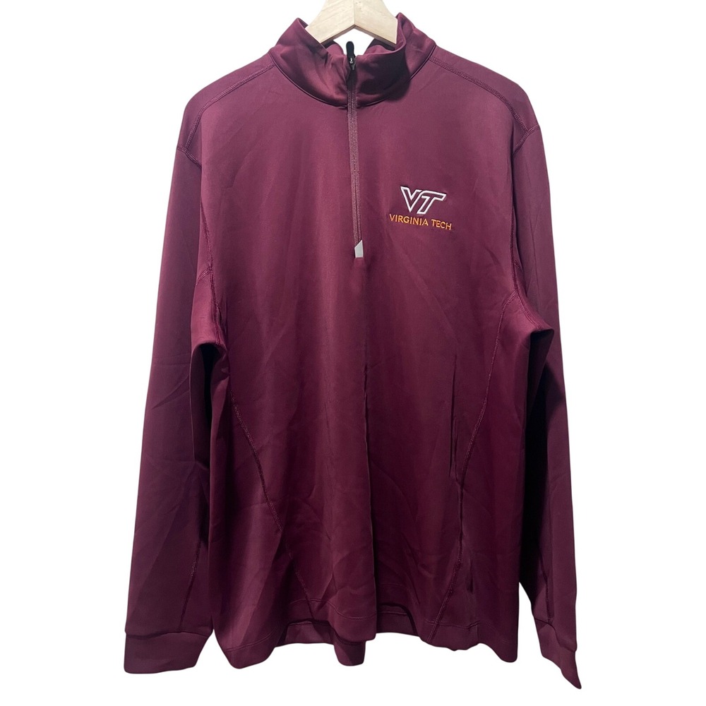Men's Cutter & Buck Maroon Virginia Tech Hokies DryTec Quarter-Zip Pullover‎ XL